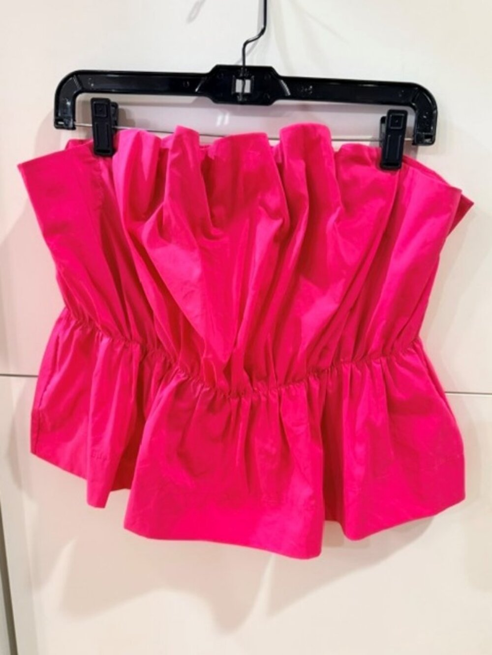 Destinaire Hot Pink Strapless Peplum Top Large NWOT